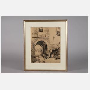 Henri Haro, ”Marché arabe à la porte d'une ville”