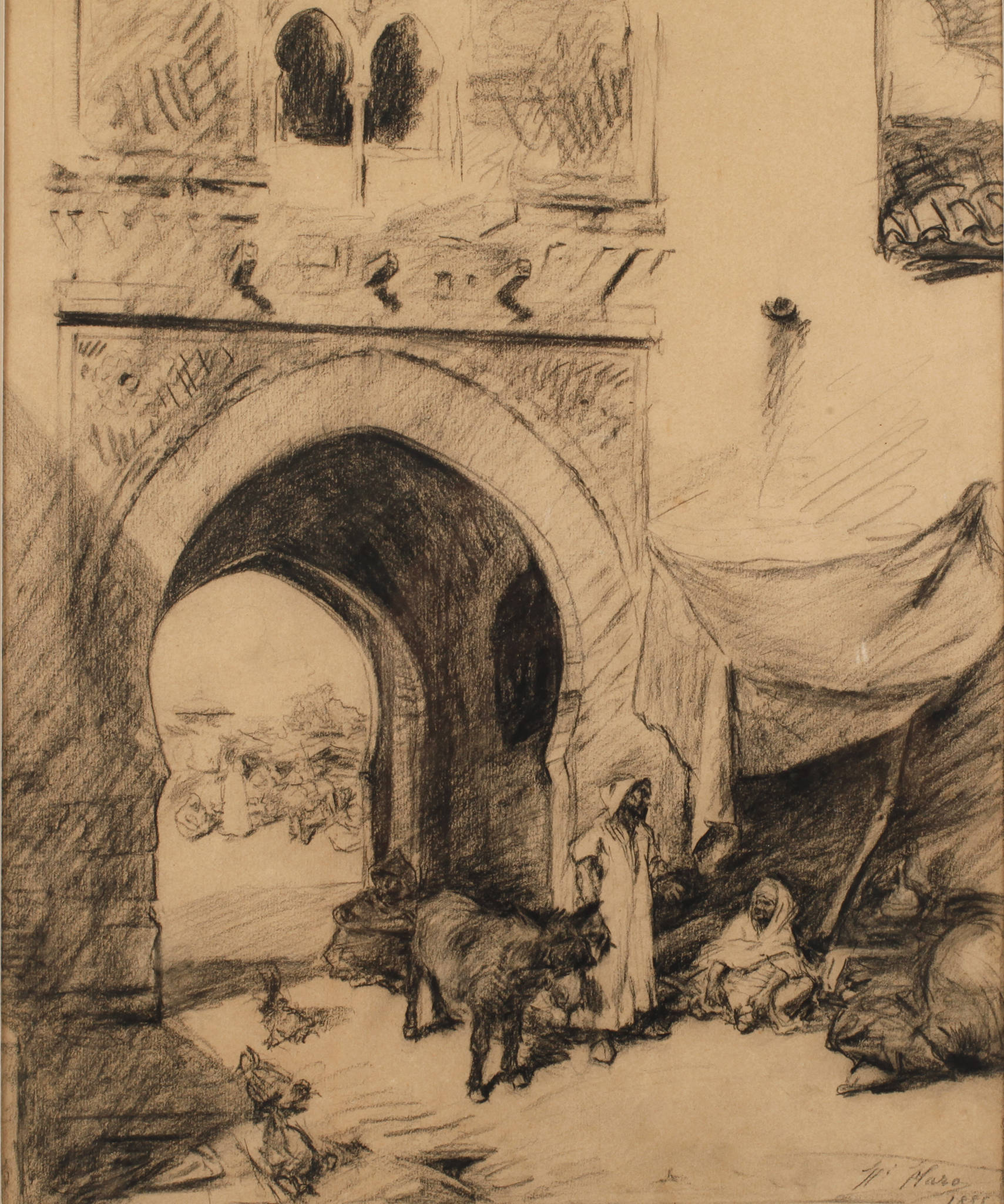 Henri Haro, ”Marché arabe à la porte d'une ville”