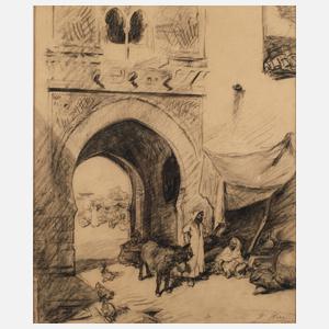 Henri Haro, ”Marché arabe à la porte d'une ville”