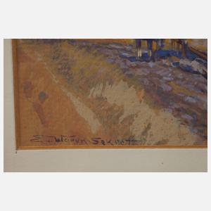 Eugen von Warun-Sekret, Bauer mit Kühen bei der Feldarbeit