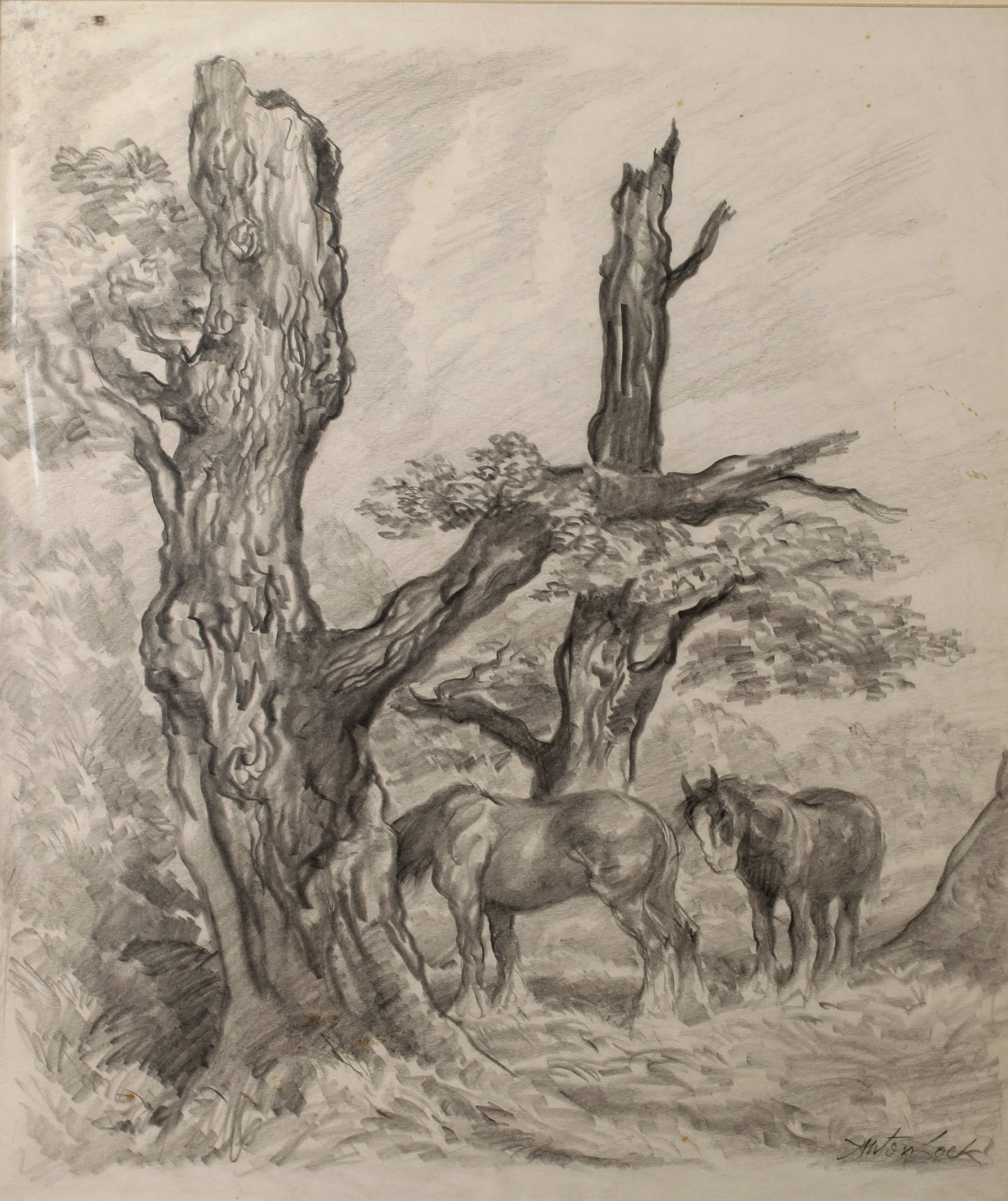 Anton Lock, Pferde unter Eichen