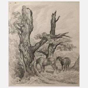 Anton Lock, Pferde unter Eichen