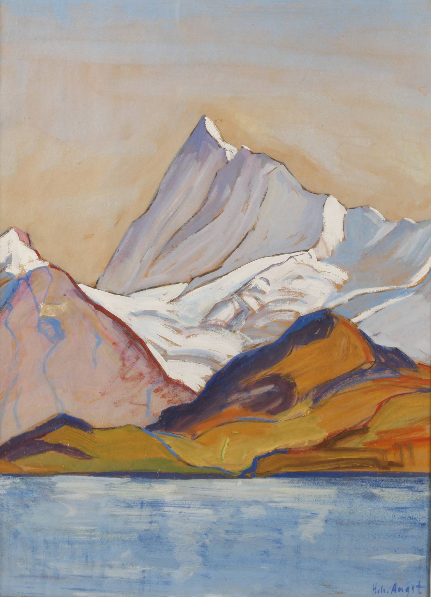 Heinrich Angst, ”Das Finsteraarhorn vom Bachalpsee gesehen”