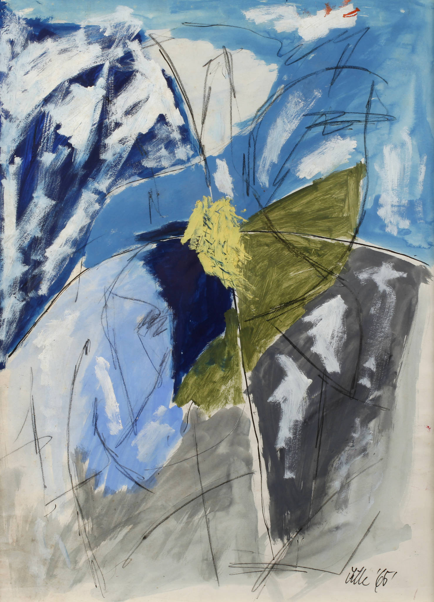 Abstrakte Komposition in Blau