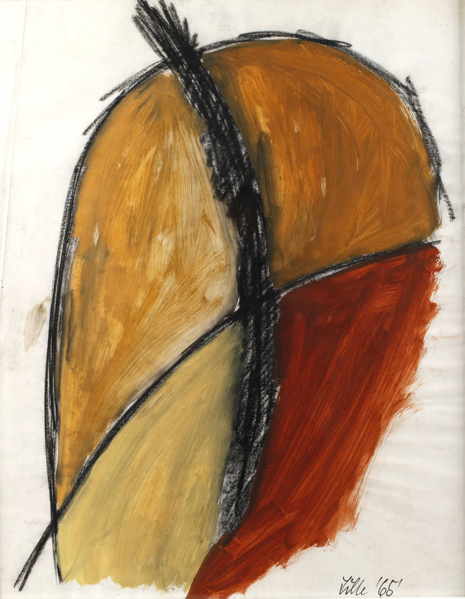 Abstrakte Komposition in Ocker