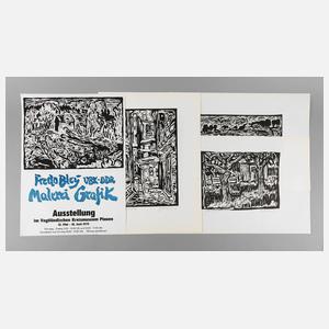 Fredo Bley, Ausstellungsplakat und sieben Holzschnitte