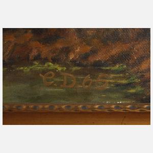 E. Dietzsch, Alm in Hochgebirgslandschaft