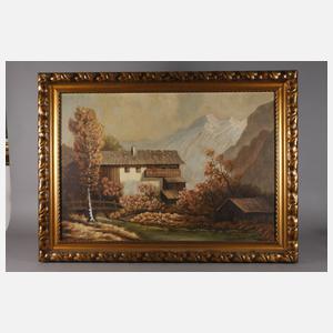 E. Dietzsch, Alm in Hochgebirgslandschaft