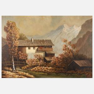 E. Dietzsch, Alm in Hochgebirgslandschaft