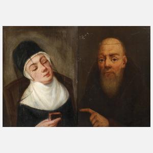 Bildnispendants Mönch und Nonne
