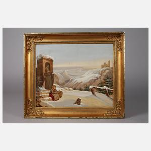 Bernhard Stange, attr., Sinnendes Mädchen in Winterlandschaft