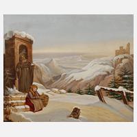 Bernhard Stange, attr., Sinnendes Mädchen in Winterlandschaft111