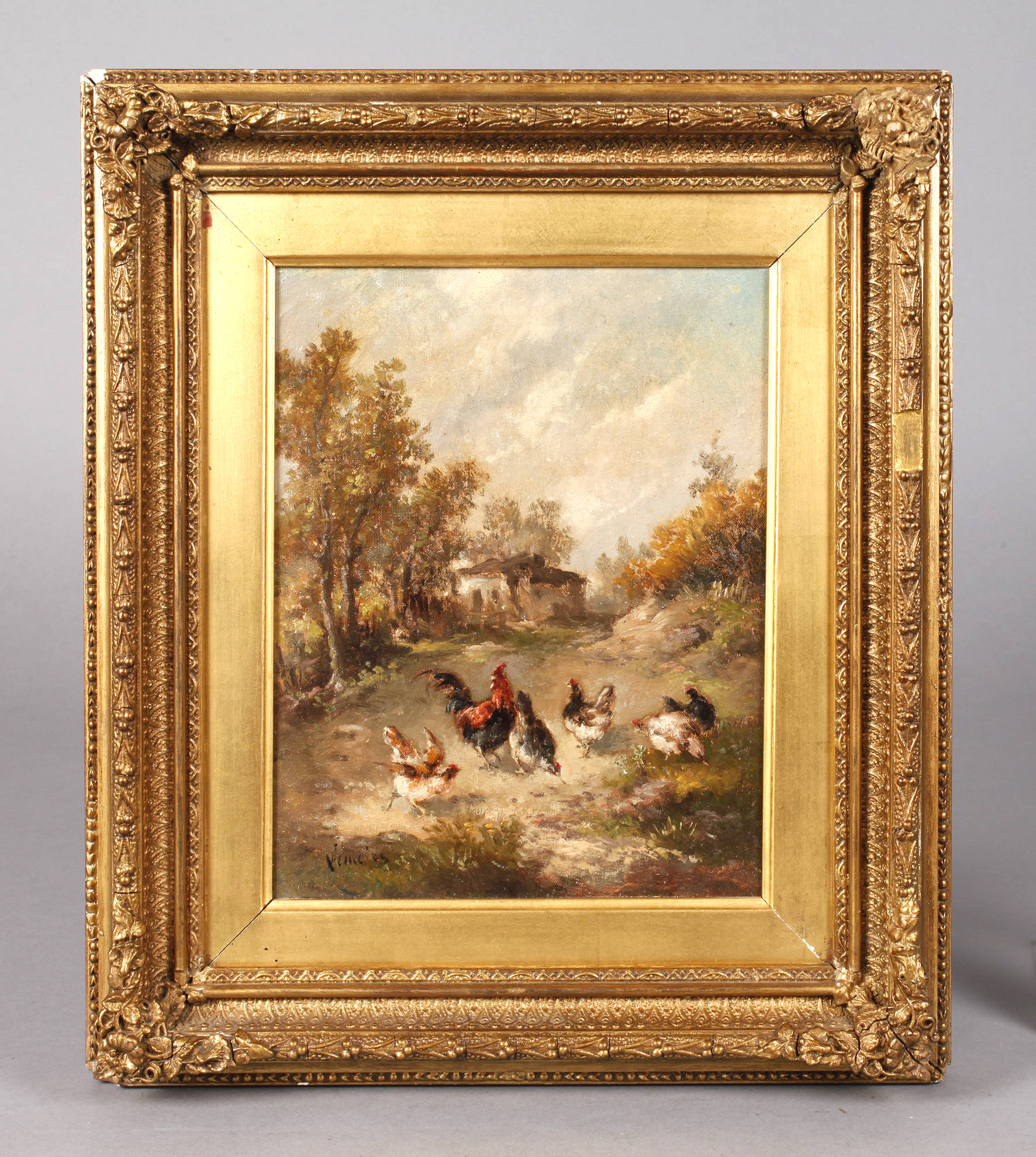 Louis Marie Lemaire, Hühner vorm Bauernhof