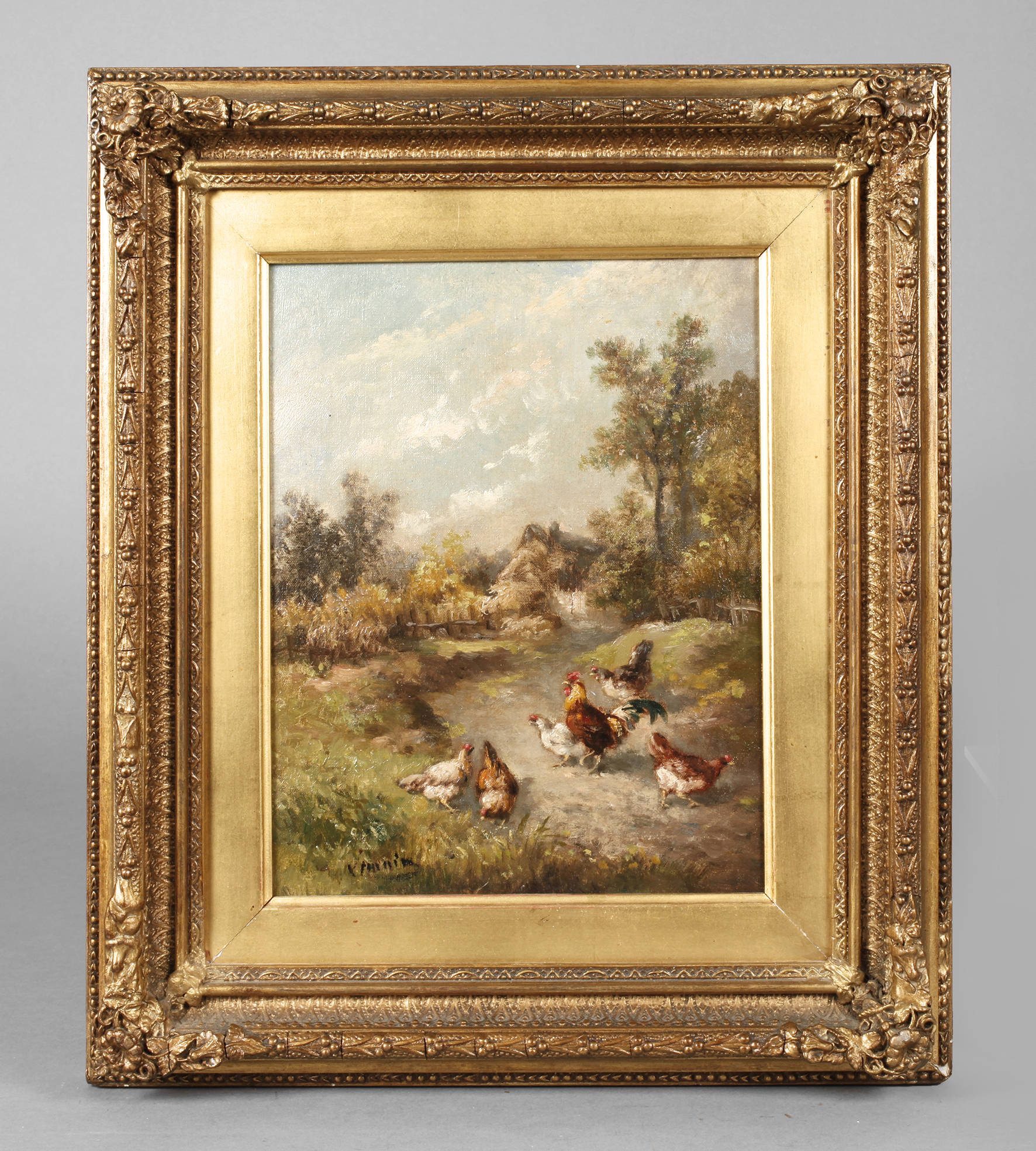 Louis Marie Lemaire, Hühner vorm Bauernhof