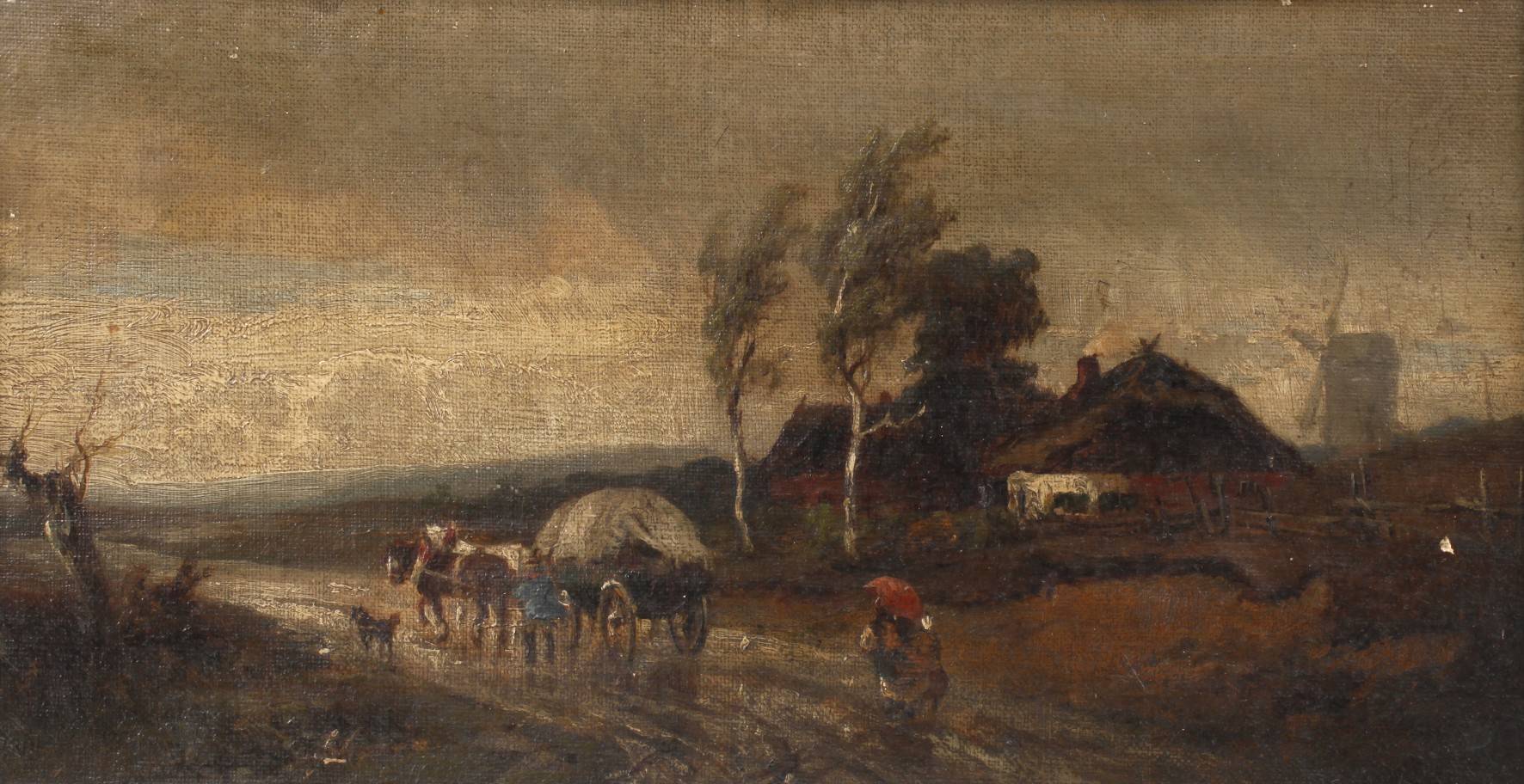 Herbstliche Landstraße im Regen