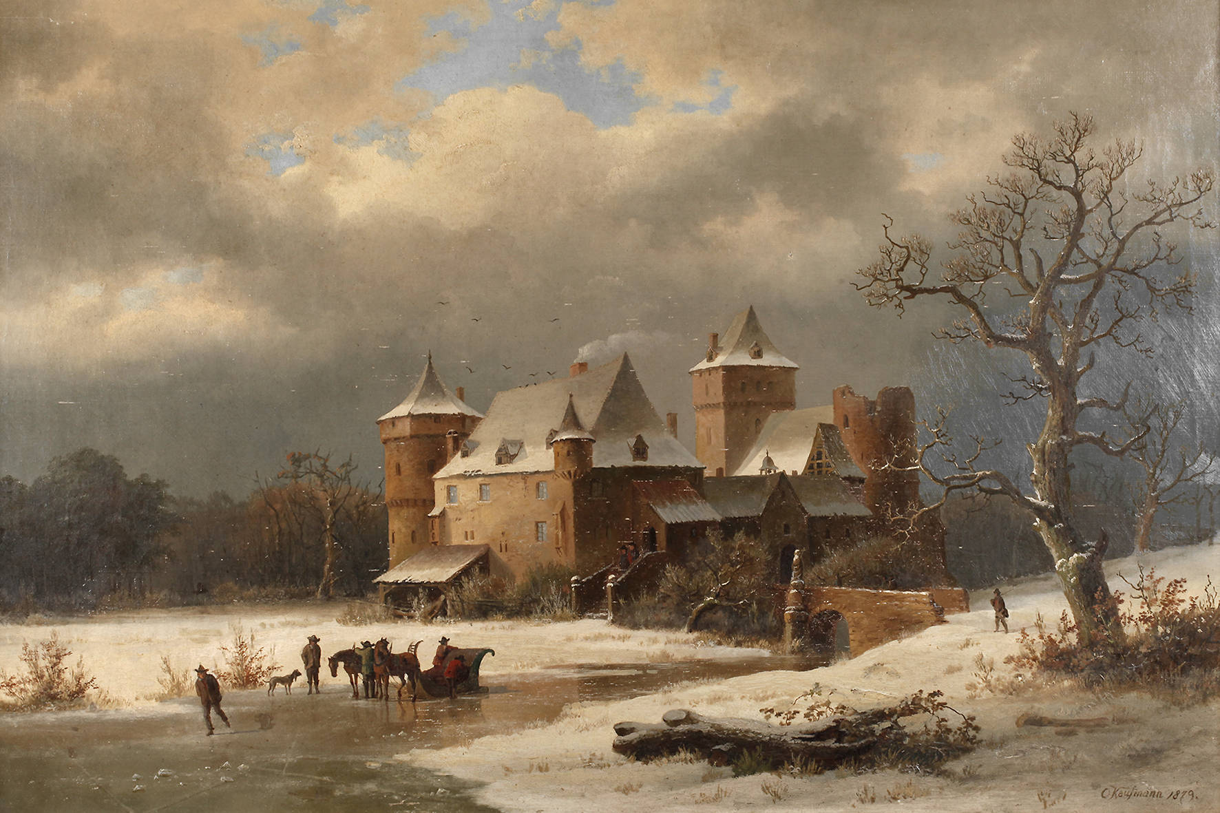 O. Kaufmann, Burg in Winterlandschaft