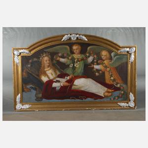 Liegende Heilige mit Engeln