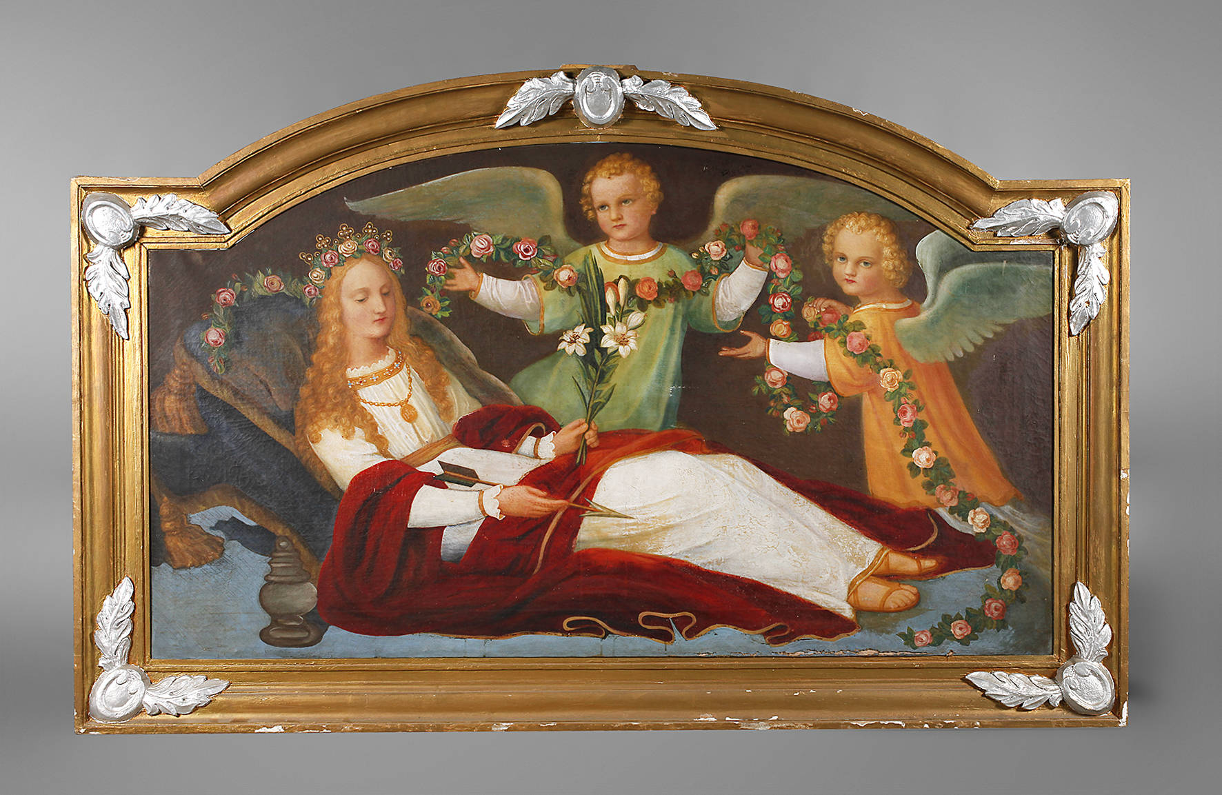 Liegende Heilige mit Engeln