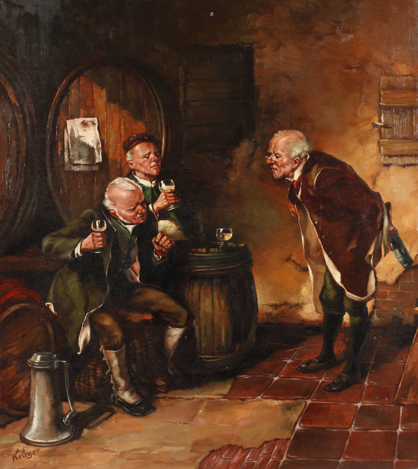 Krüger, gesellige Runde im Weinkeller