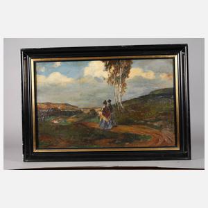 Flanierendes Paar in Sommerlandschaft