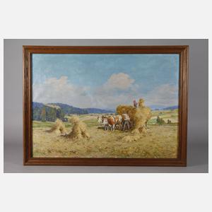 J. Rombald, Erntelandschaft mit Kuhgespann