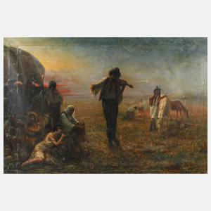 F. Reimann, Fahrendes Volk am Feuer