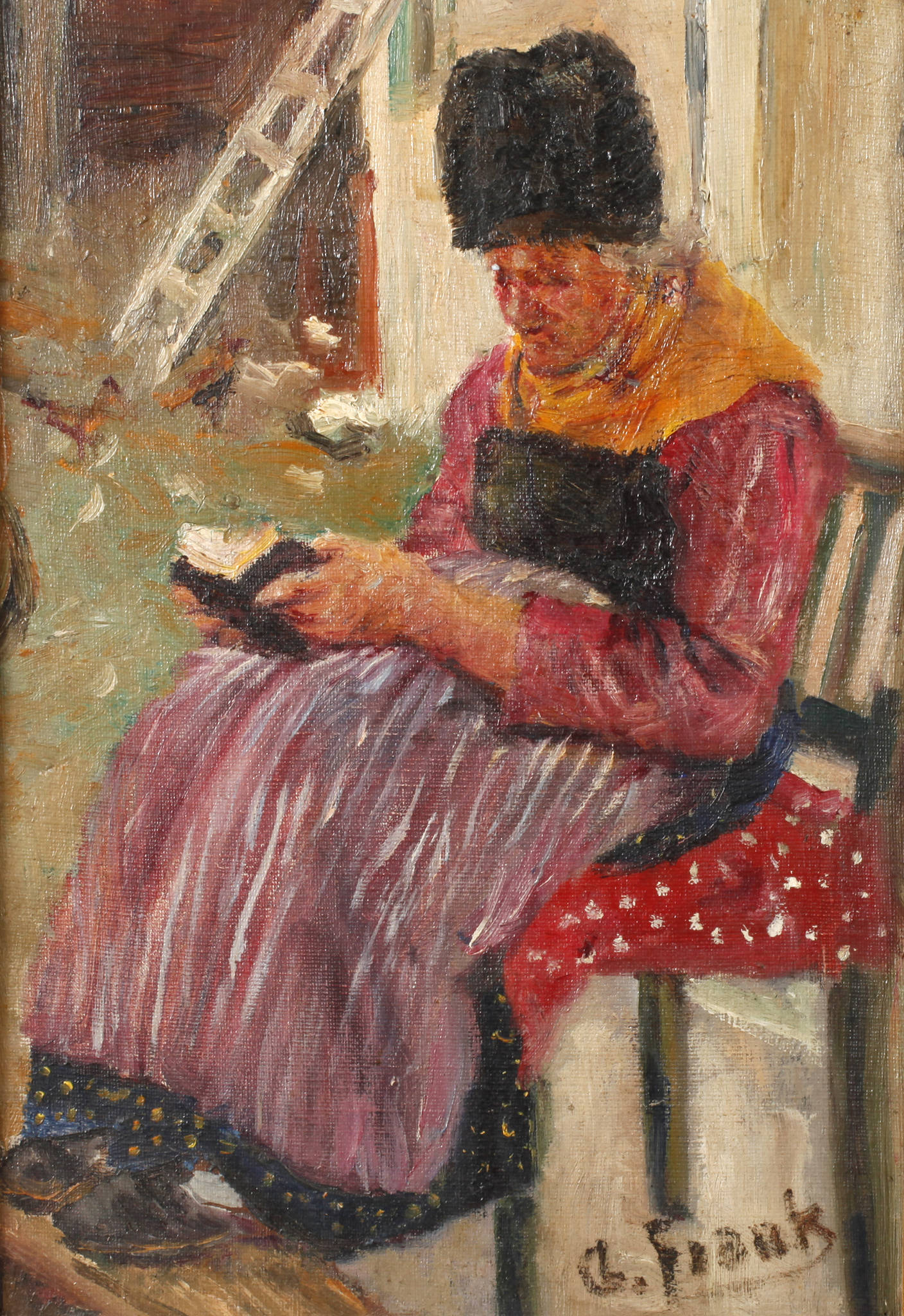 Frank, Lesende Frau in Tracht