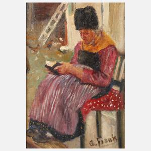 Frank, Lesende Frau in Tracht