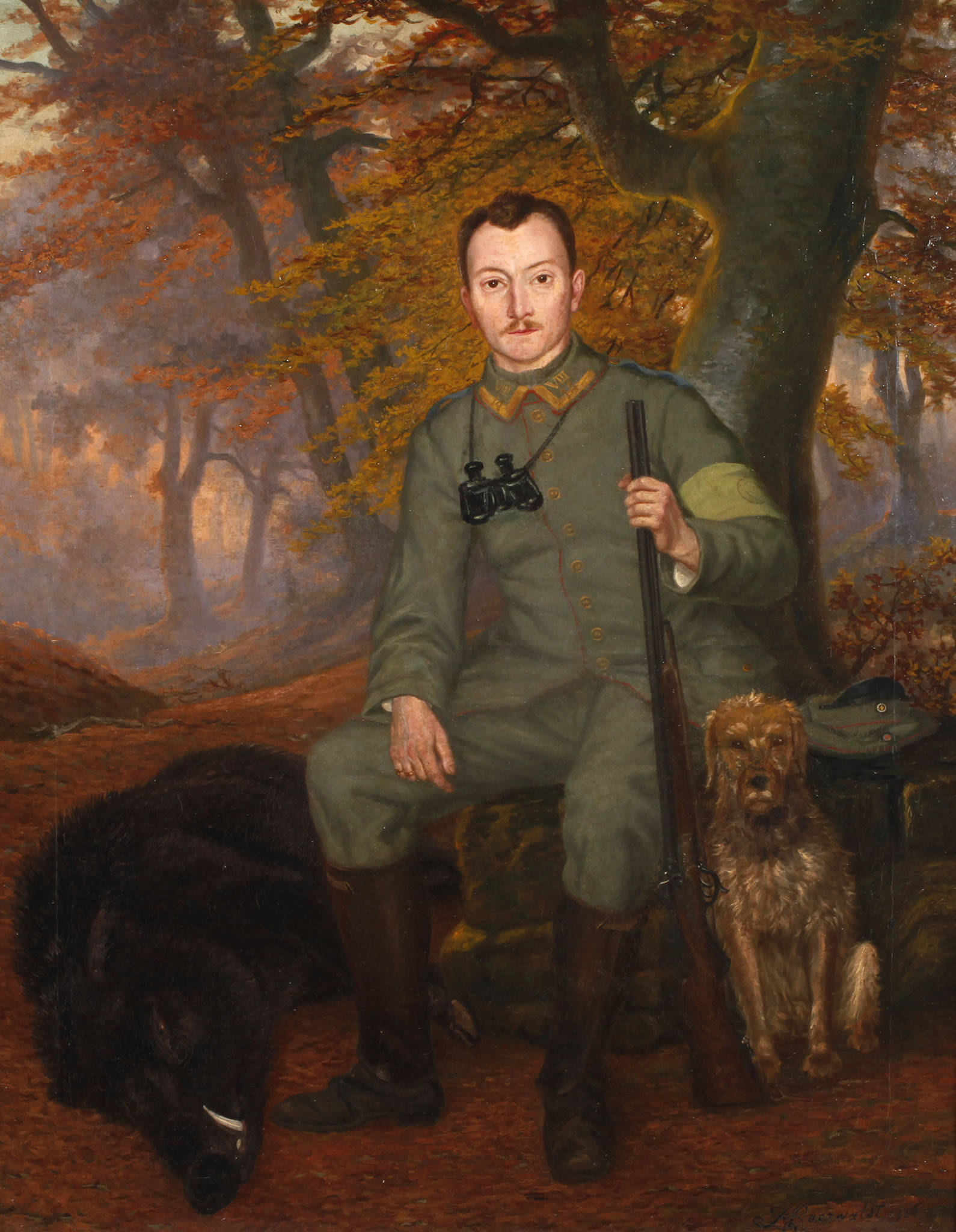 Karel Baerwaldt, Soldat als Jäger im Herbstwald