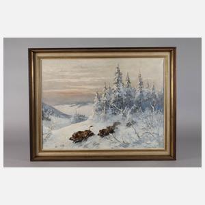 Rotte Schwarzwild in Winterlandschaft