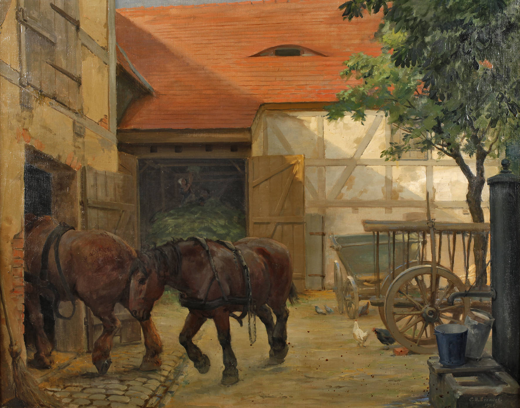 Prof. Carl Alexander Brendel, Pferde auf dem Bauernhof