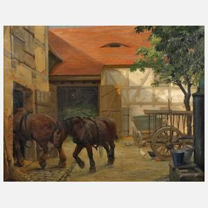 Prof. Carl Alexander Brendel, Pferde auf dem Bauernhof