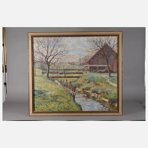 Prof. Fritz Osswald, Bach in Frühlingslandschaft