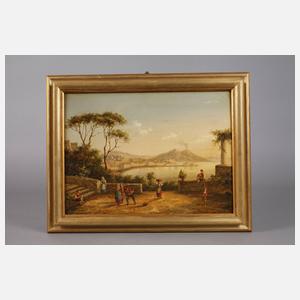 Neapolitanische Szene mit Blick zum Vesuv