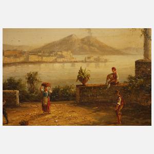 Neapolitanische Szene mit Blick zum Vesuv