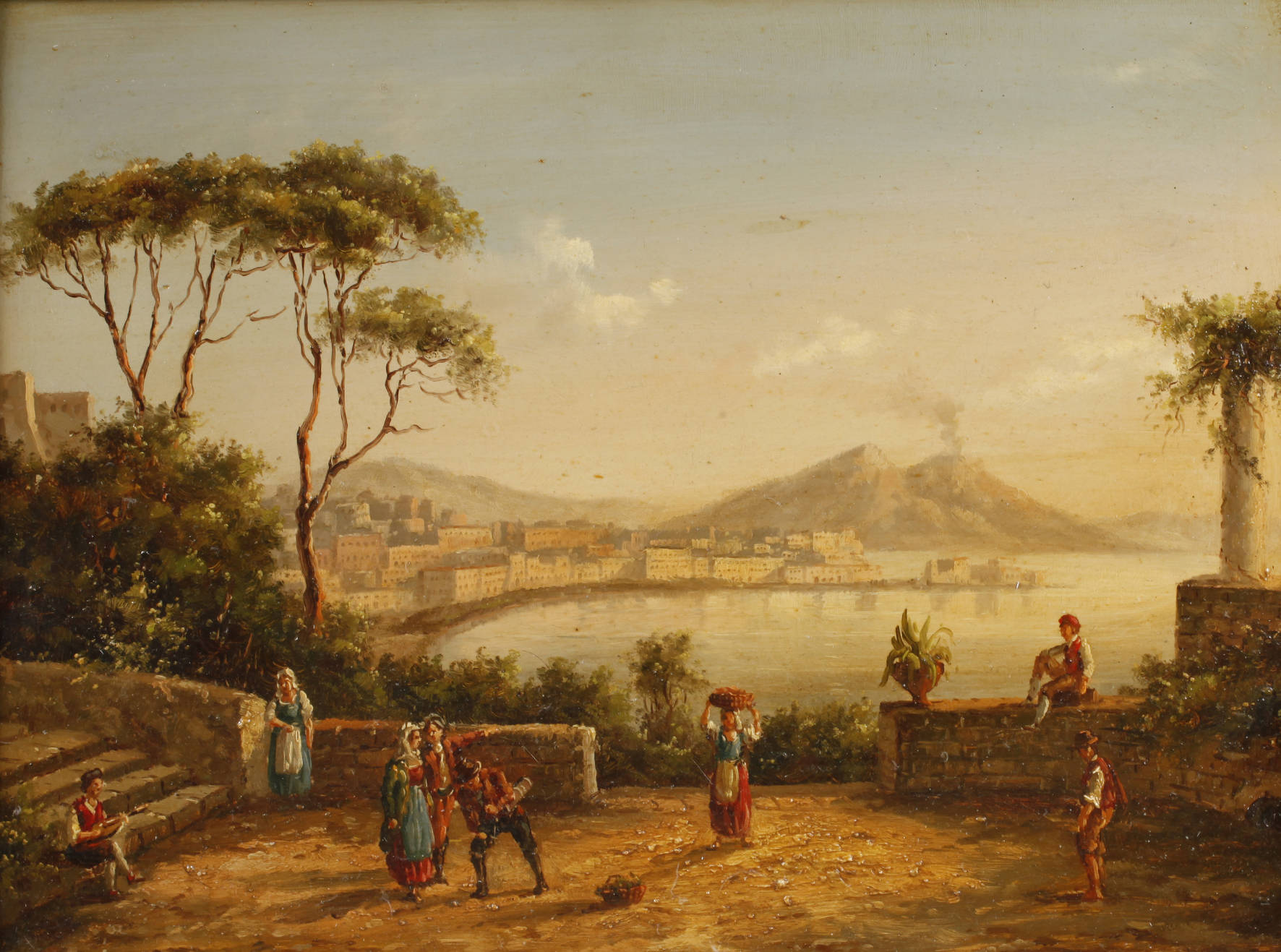 Neapolitanische Szene mit Blick zum Vesuv