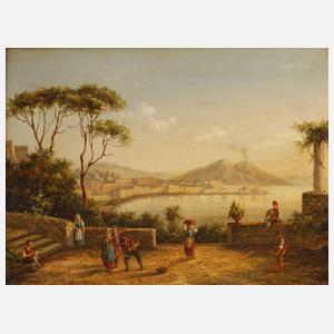 Neapolitanische Szene mit Blick zum Vesuv