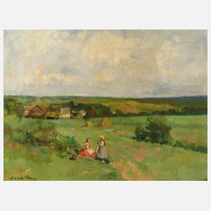 Géza Zórád, Bauernmädchen in Sommerlandschaft