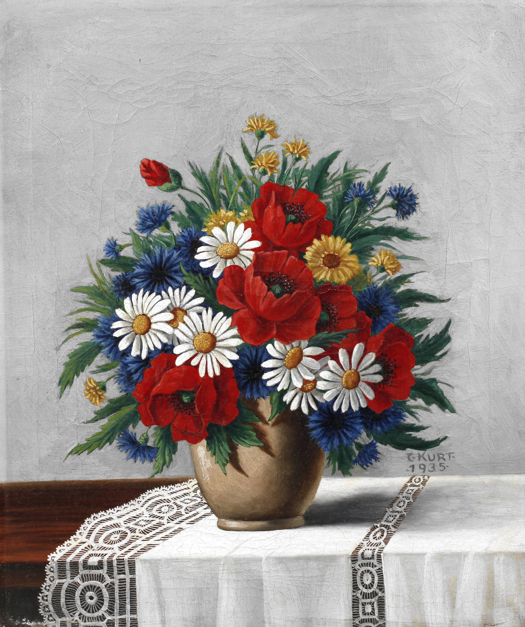 E. Kurt, Sachliches Feldblumenstillleben