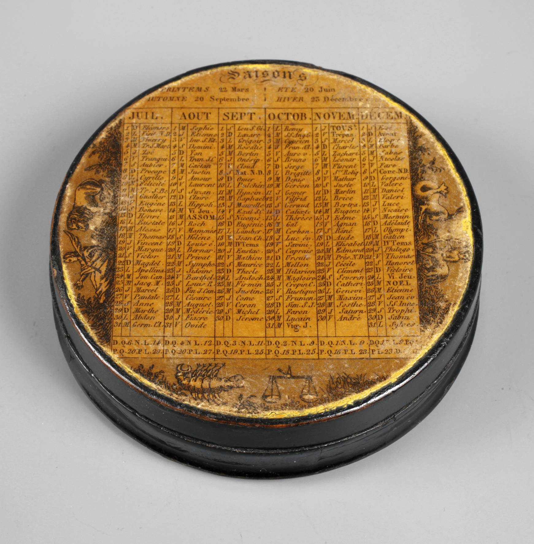 Deckeldose mit Kalendarium