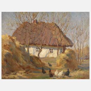 Russische Kate mit Hühnern