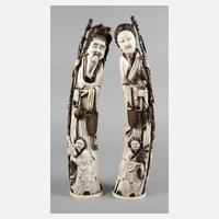 Paar große Okimono111