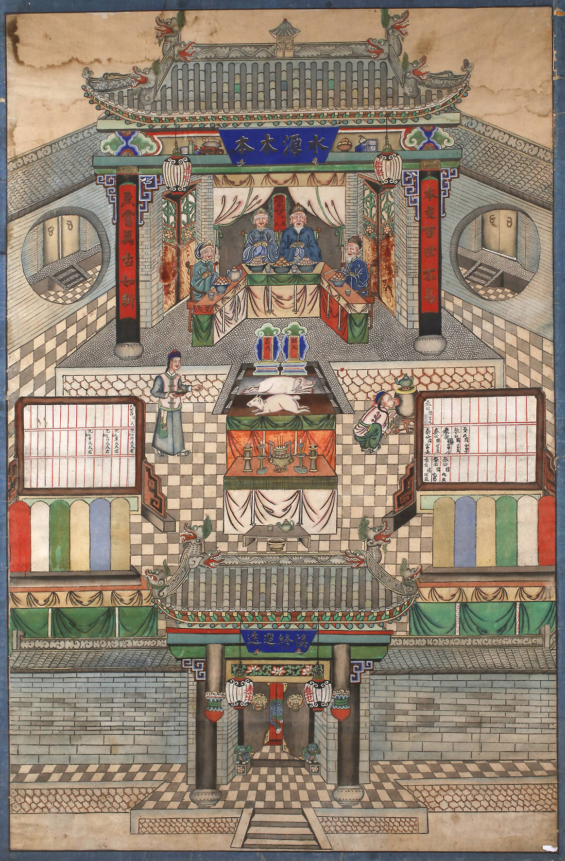 Chinesische Festszene im Tempel