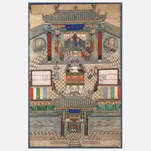 Chinesische Festszene im Tempel