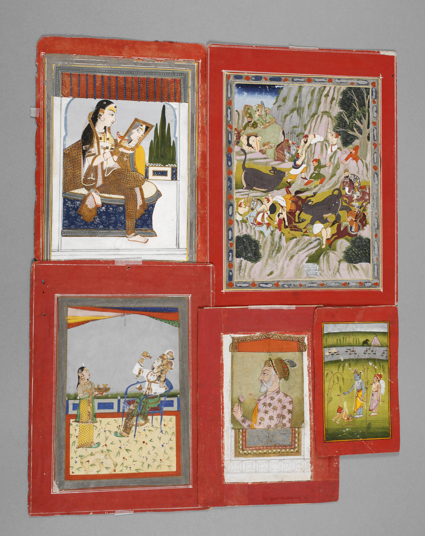 Fünf Miniaturmalereien Indien