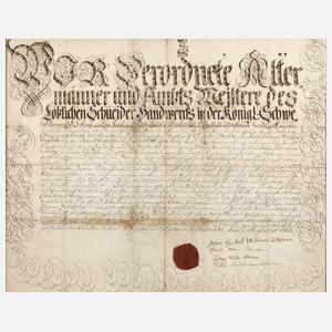 Meisterbrief der Schneiderzunft