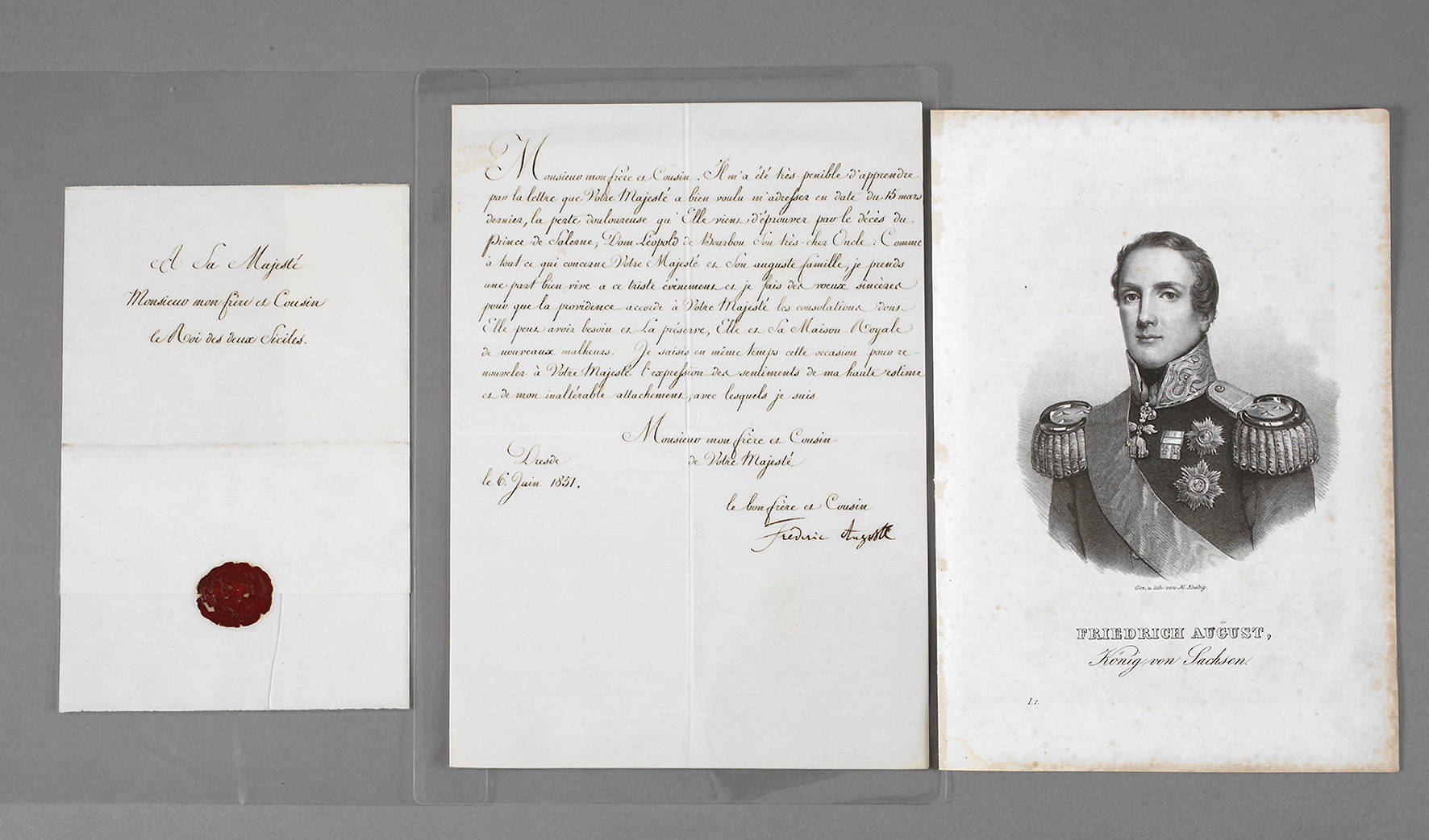 Kondolenzbrief Friedrich August II. von Sachsen