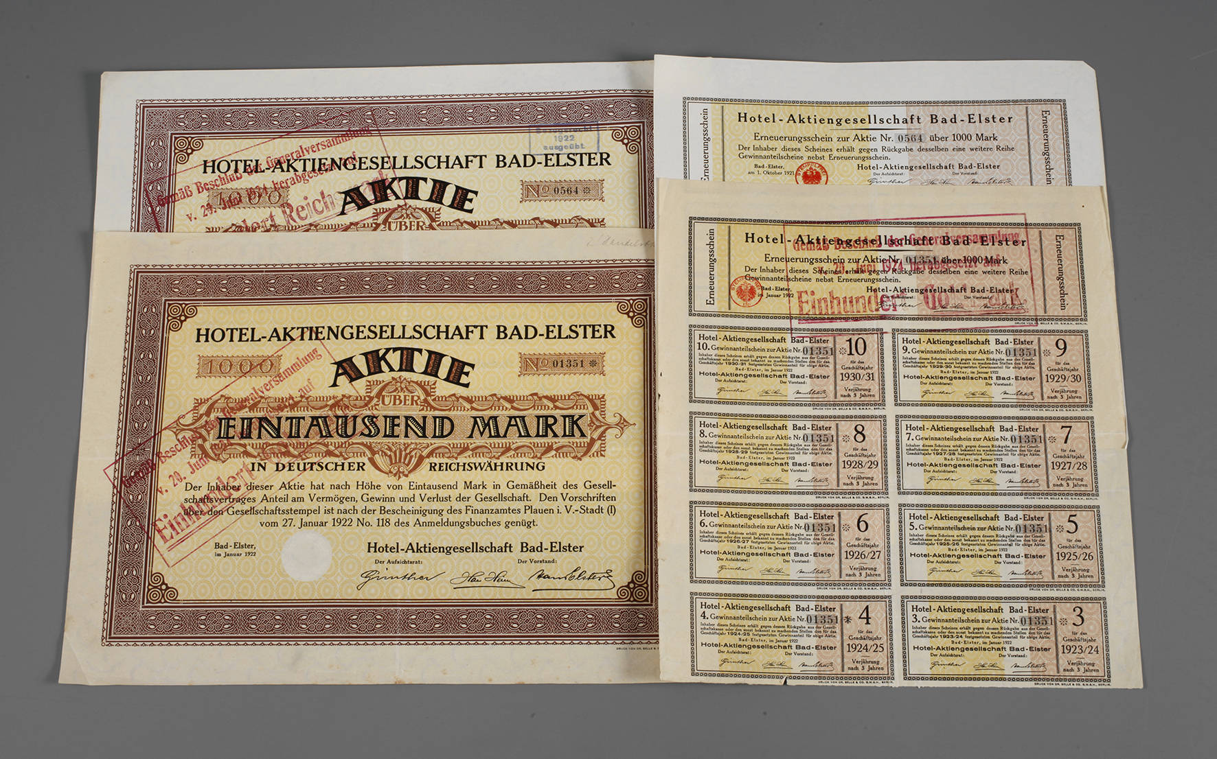 Konvolut Aktien Bad Elster