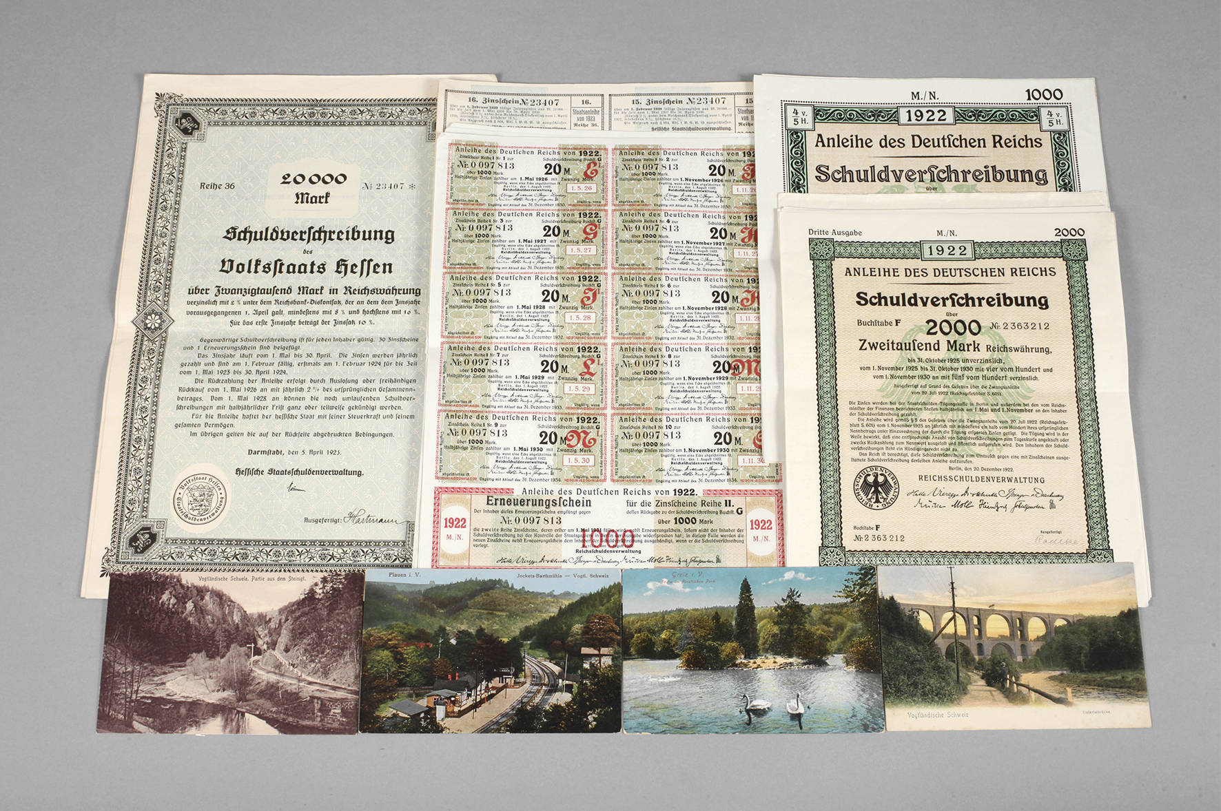 Konvolut Aktien DR und Hessen