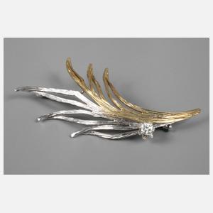 Goldbrosche mit Brillant